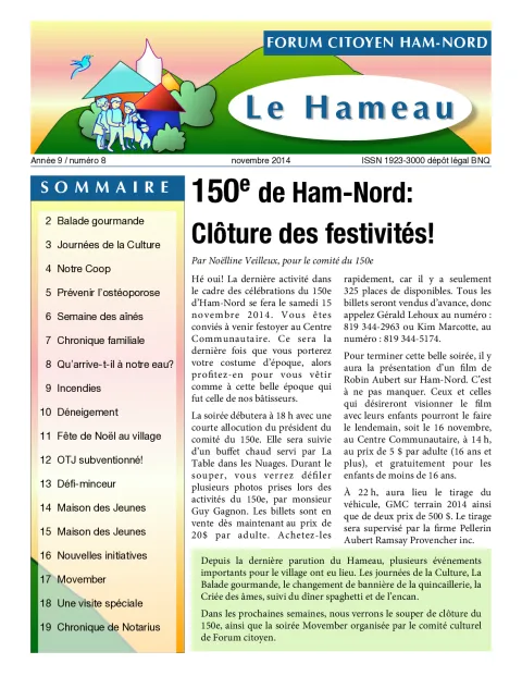 Journal le Hameau Oct 2014
