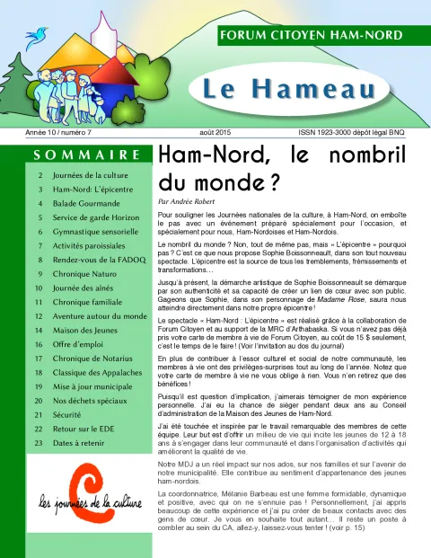 Journal le Hameau de Septembre 2015